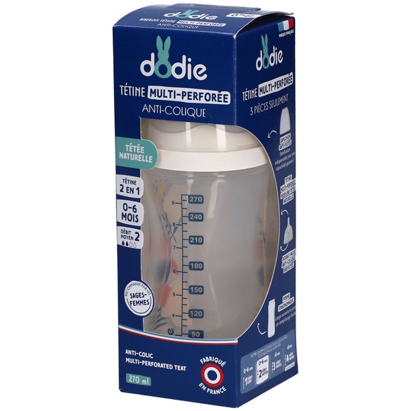 Dodie Flasche Sauger Multi-Perforiert Anti-Colic Rosa +3M 270 ML