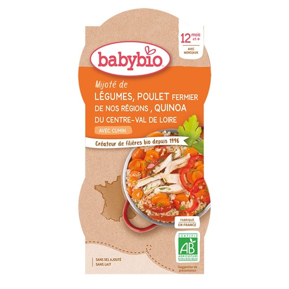 Babybio Mijoté DE Légumes Poulet Fermier DE NOS Régions & Quinoa DU Centre-Val DE Loire Avec Cumin dès 12 mois