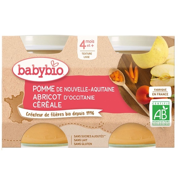 Babybio Pomme DE Nouvelle-Aquitaine Abricot D'occitanie Céréale ab 4 Monate