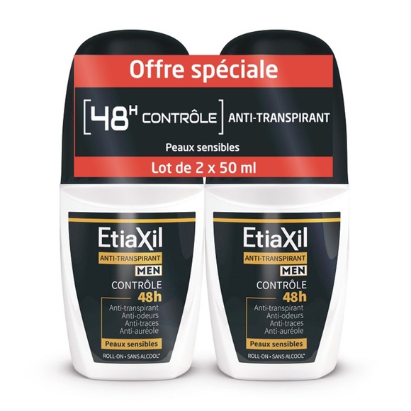 EtiaXil Déodorant Men Antitranspirant Contrôle 48 H Roll'on, Roll'on déodorant antitranspi