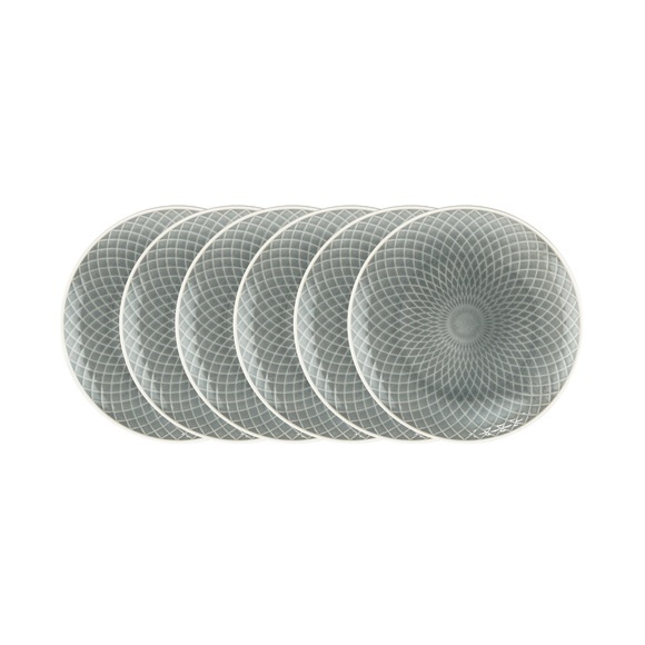 HANAMI 6x Dinnerteller Kreuz Ø26cm grau