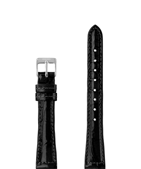 Jowissa Leder Uhrband Glanz Kroko E3.1445.M Schwarz / Silber