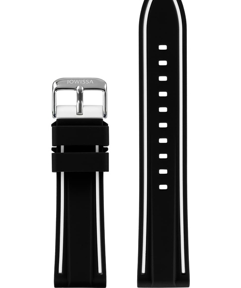 Jowissa Silikon-Uhrband E3.1360 Schwarz / Silber