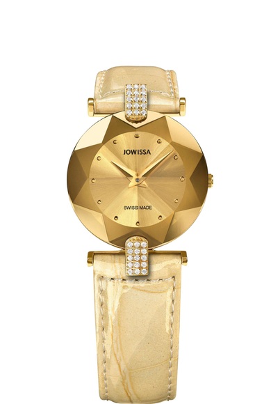 Jowissa Facet Strass Schweizer Damenuhr J5.187.M Champagne / Gold