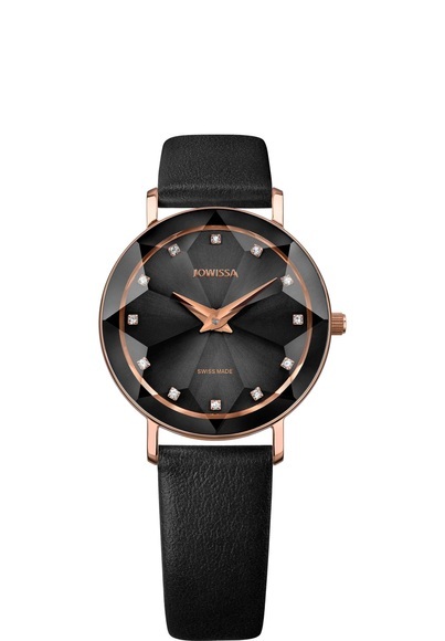 Jowissa Facet Schweizer Damenuhr J5.606.M Schwarz / Rosa