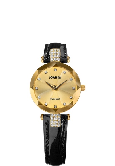 Jowissa Facet Strass Schweizer Damenuhr J5.615.S Gold / Schwarz
