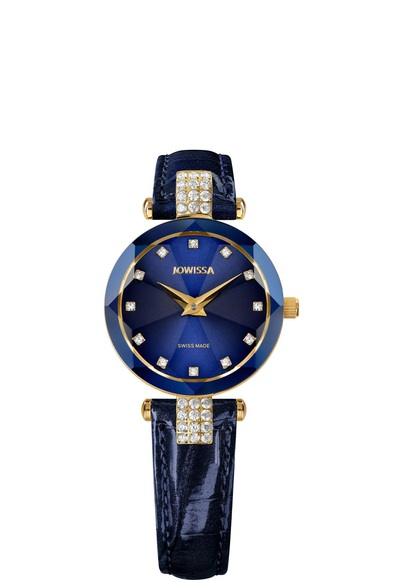 Jowissa Facet Strass Schweizer Damenuhr J5.617.S Blau / Gold