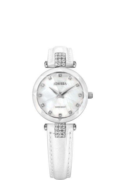 Jowissa Facet Strass Schweizer Damenuhr J5.619.S Weiss / Silber