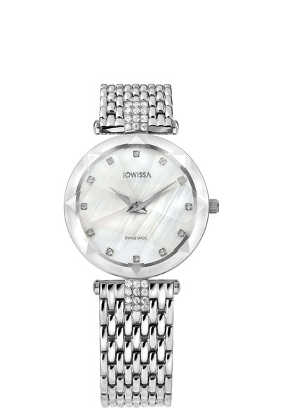 Jowissa Facet Strass Schweizer Damenuhr J5.636.M Weiss / Silber