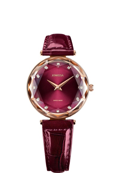 Jowissa Facet Brilliant Schweizer Damenuhr J5.756.M Bordeaux / Gold