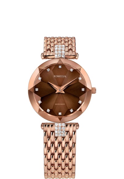 Jowissa Facet Strass Schweizer Damenuhr J5.724.M Rose / Braun