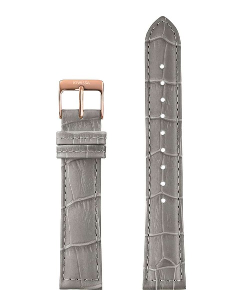Jowissa Mattes Alligator Leder Uhrband E3.1191 Grau / Rosa