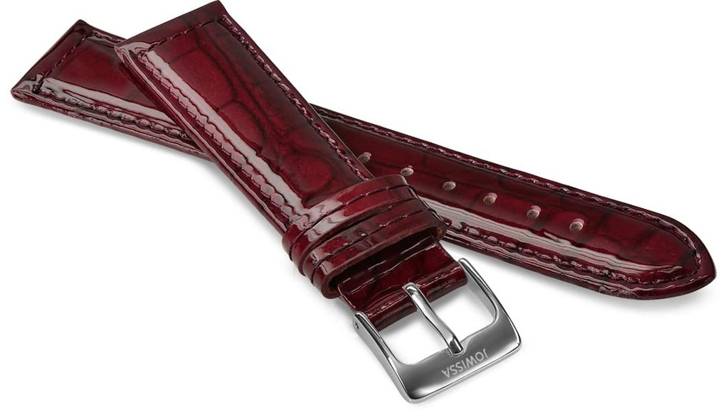 Jowissa Leder Uhrband Glanz Kroko E3.1460.L Rot / Silber