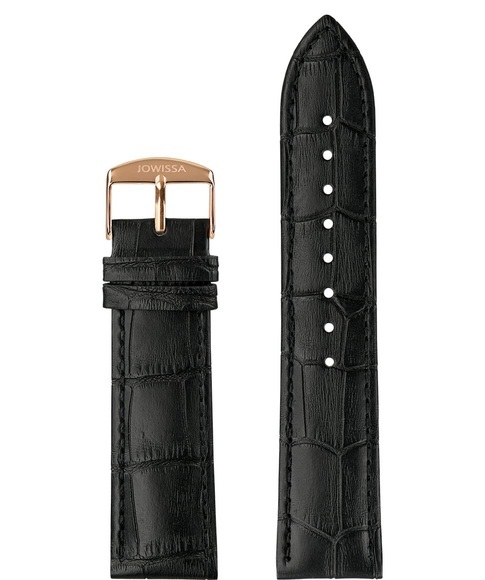 Jowissa Mattes Alligator Leder Uhrband E3.1443.XL Schwarz / Rosa