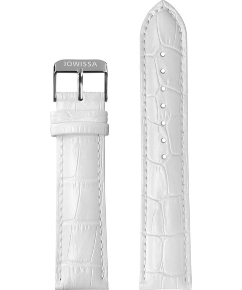 Jowissa Mattes Alligator Leder Uhrband E3.1097 Weiss / Silber