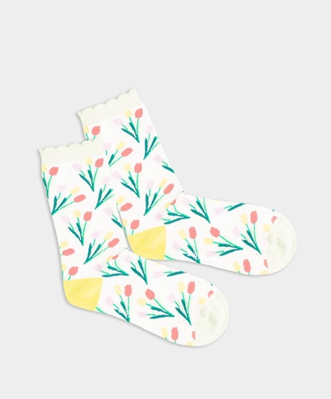 Tulip Treasure - weisse Premium Damen Socken mit Tulpen Motiv - DillySocks