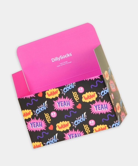 - Geschenkverpackung in Schwarz Pink mit Motiv/Muster