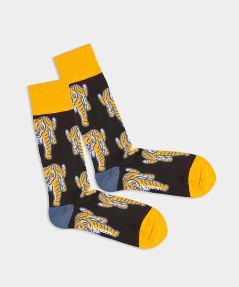 Dawn Tiger - schwarze Socken mit Tiger Motiv - DillySocks