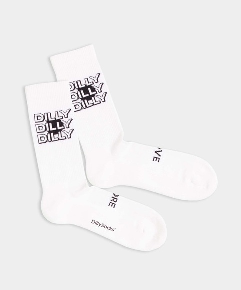 White Logo - weisse Tennissocken & Sportsocken - DillySocks