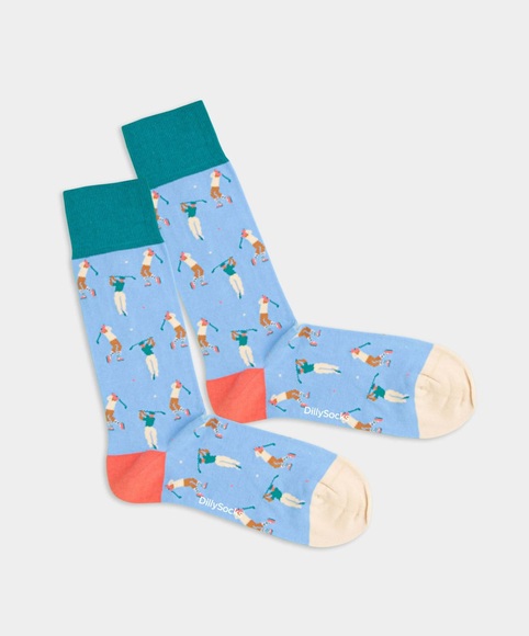 DillySocks - Socken HOLE-IN-ONE - hellblau/dunkelorange/beige - Biobaumwolle/Polyamid (PA)/Elastan