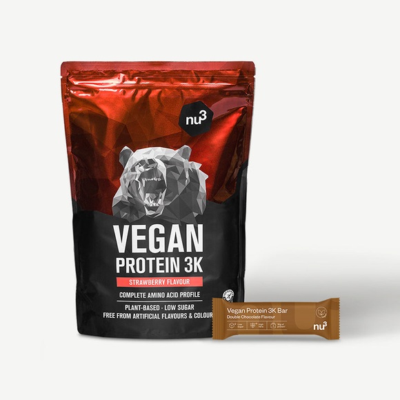 nu3 Vegan Protein 3K Pulver + Vegan Protein 3K Bar Erdbeere