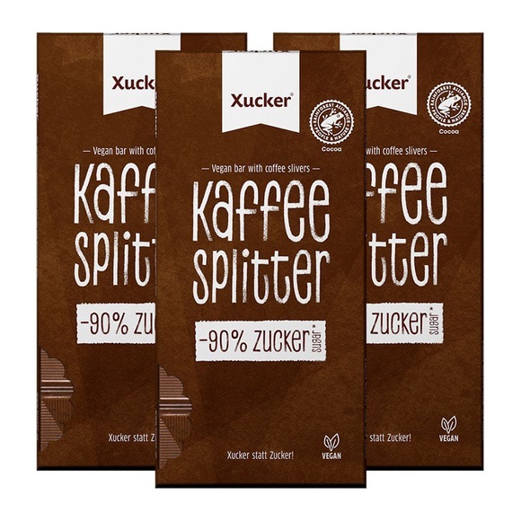 Xucker Vegane Schokolade Kaffeesplitter 3 x 80 g