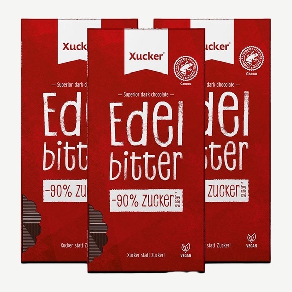Xucker Edelbitter-Schokolade mit Xylit 3 x 80 g