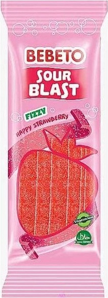 Bebeto Sour Blast, Fizzy Happy Strawberry, Halal, 180 g