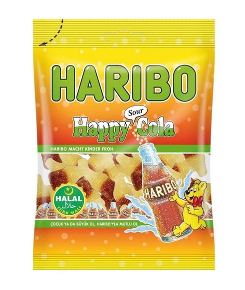 Haribo Halal Happy Cola Flaschen Sauer, 100g