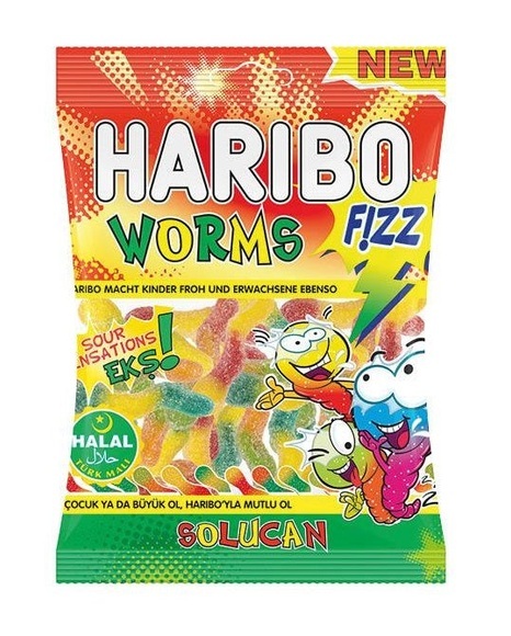 Haribo Halal Worms sauer, 100g