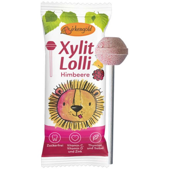 Birkengold Xylit Lolli Himbeere 6g