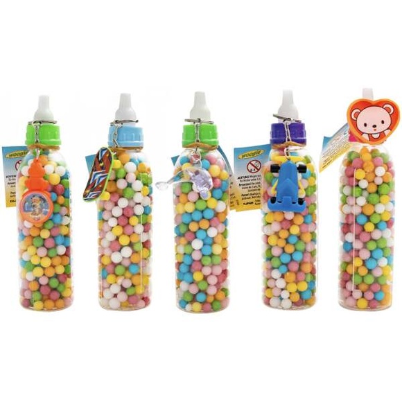 Babyfläschchen mit Zuckerperlen und Spielzeug 100g 1 Stück