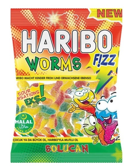 Haribo Worms Fizz Halal 80g