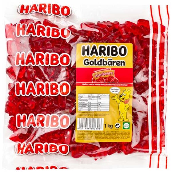 Haribo Goldbären Himbeere 1kg Sortenreine Bären mit Himbeergeschmack