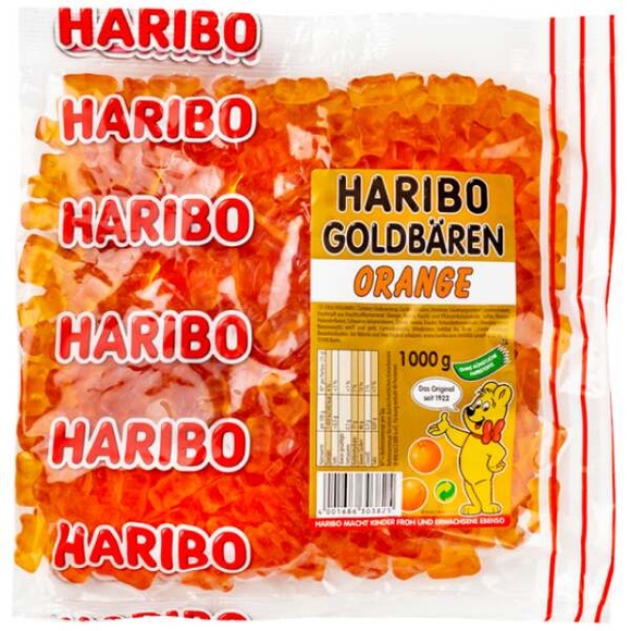 Haribo Goldbären Saftorange 1kg Sortenreine Bären mit Orangengeschmack
