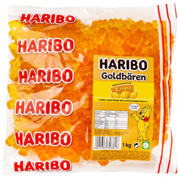 Haribo Goldbären Zitrone 1kg Sortenreine Bären mit Zitronengeschmack