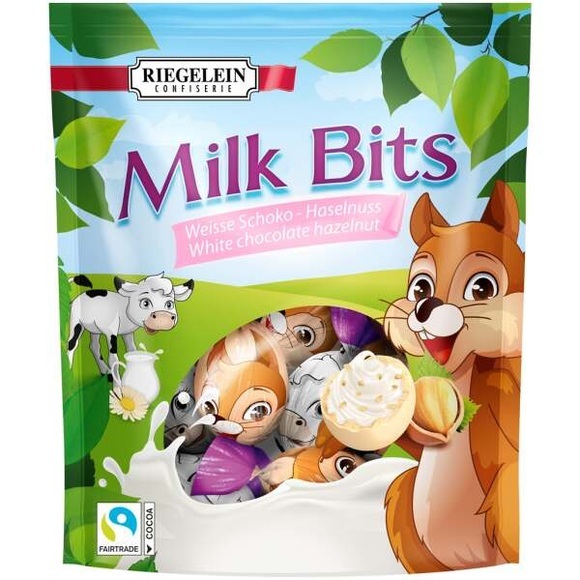 Riegelein Milk Bits - Schoko Bons weisse Schokolade-Haselnuss 185g