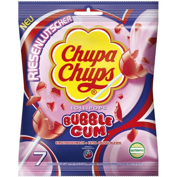 Chupa Chups Lollipops Bubble Gum Kirsch 7er