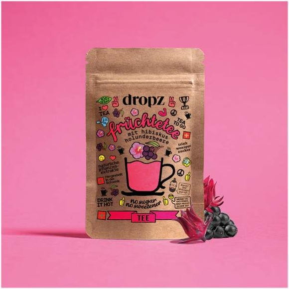 dropz Tea Früchtetee mit Hibiskus Holunderbeere