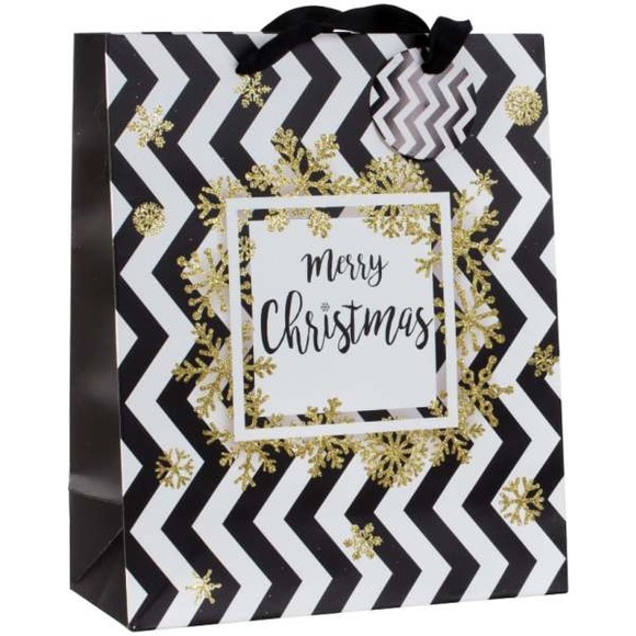 Merry Christmas Geschenktasche silber/gold