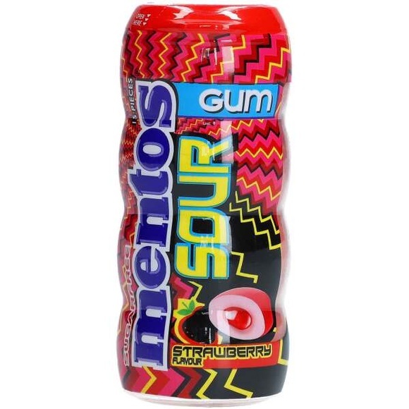 Mentos Gum Sour Strawberry zuckerfrei 15er