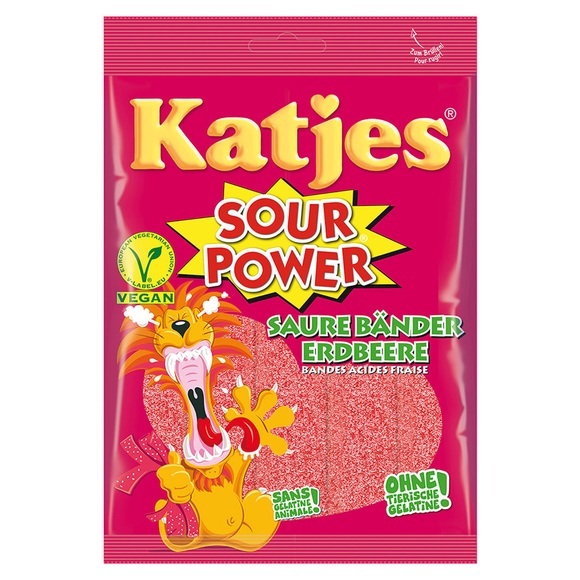Katjes Gummibonbons Sour Power Erdbeerbänder