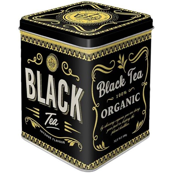 Nostalgic Art Teebeutel-Box Black Tea Gold/Schwarz/Weiss