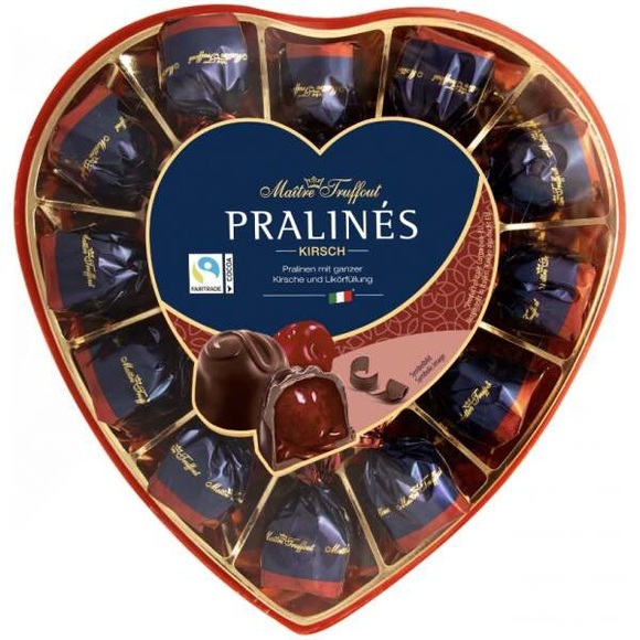 Pralinen Zartbitterschokolade mit Kirsch und Likör Herz 140g