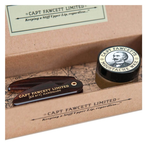 Captain Fawcett's Sandalwood Moustache Wax and Folding Moustache Comb