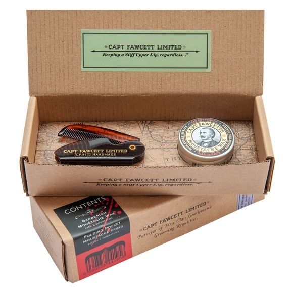 Capt. Fawcett Care - Private Stock Moustache Wax & Moustache Comb Set