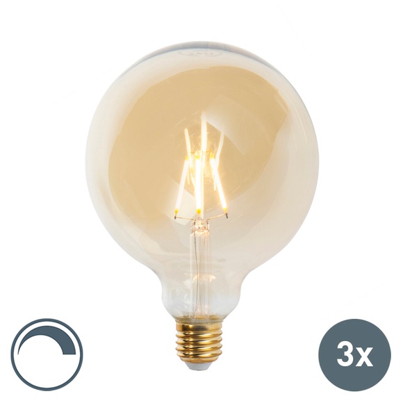 3er Set E27 dimmbare LED Lampen G125 Goldline 2200K