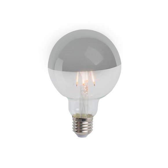 3er Set E27 dimmbarer LED Filamentlampe verspiegelt G95 silber 280lm 2300K