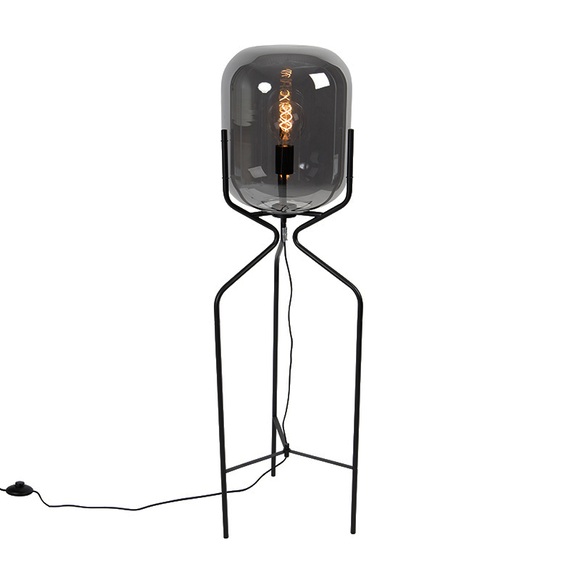 Design Stehlampe schwarz mit Rauchglas - Bliss
