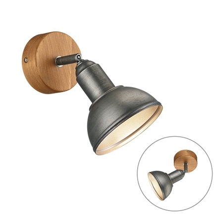 XXXLutz Strahler , 803400167 Delhi , Nickelfarben , Holz, Metall , 20.5 cm , antik , 004102091104